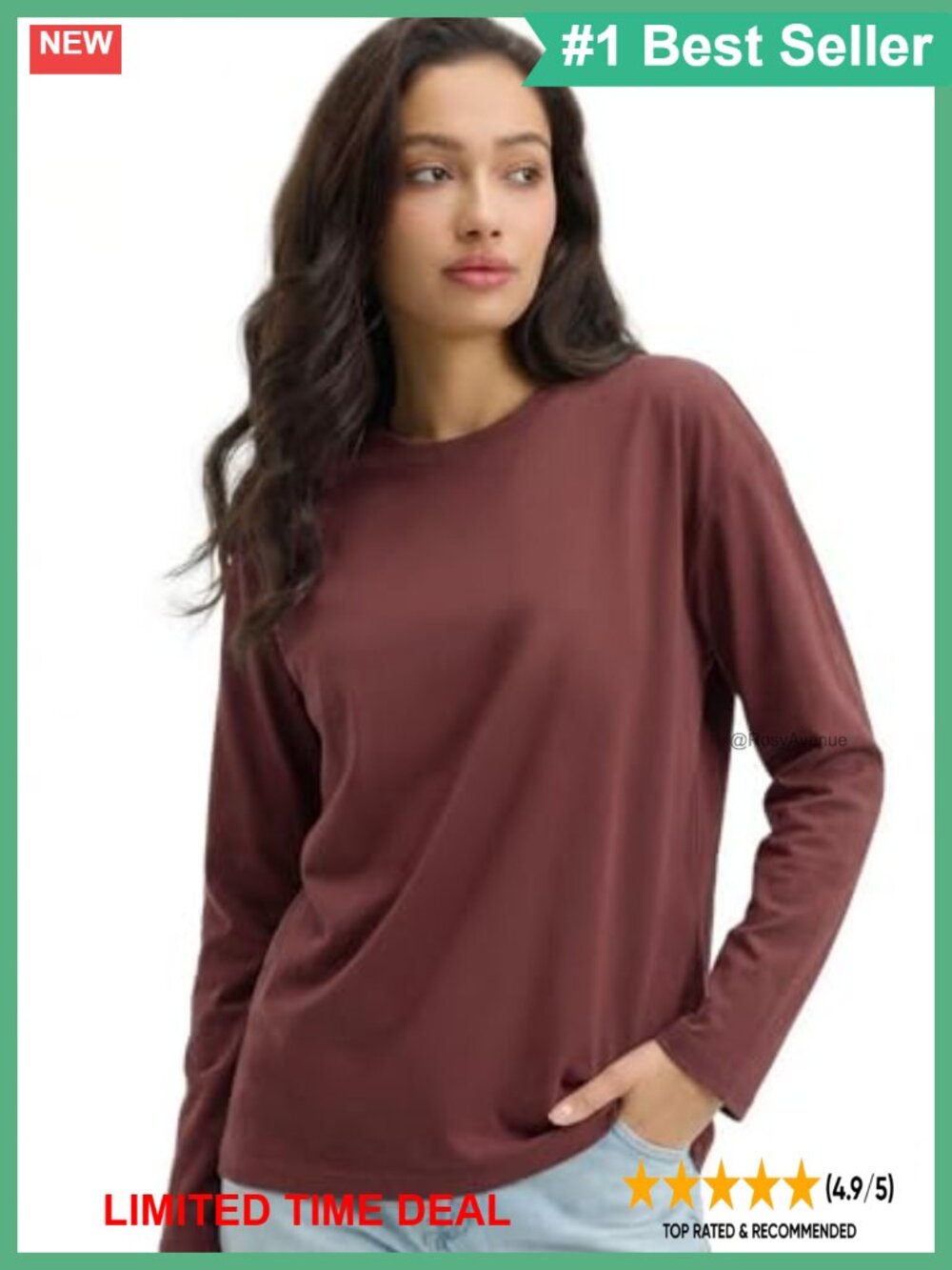 Midweight 100% Cotton Long Sleeve Crewneck T-Shirt
